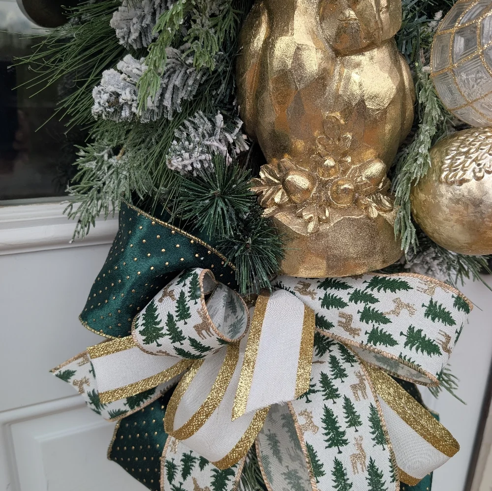 Elegant, Chic Emerald Green & Gold Door Swag